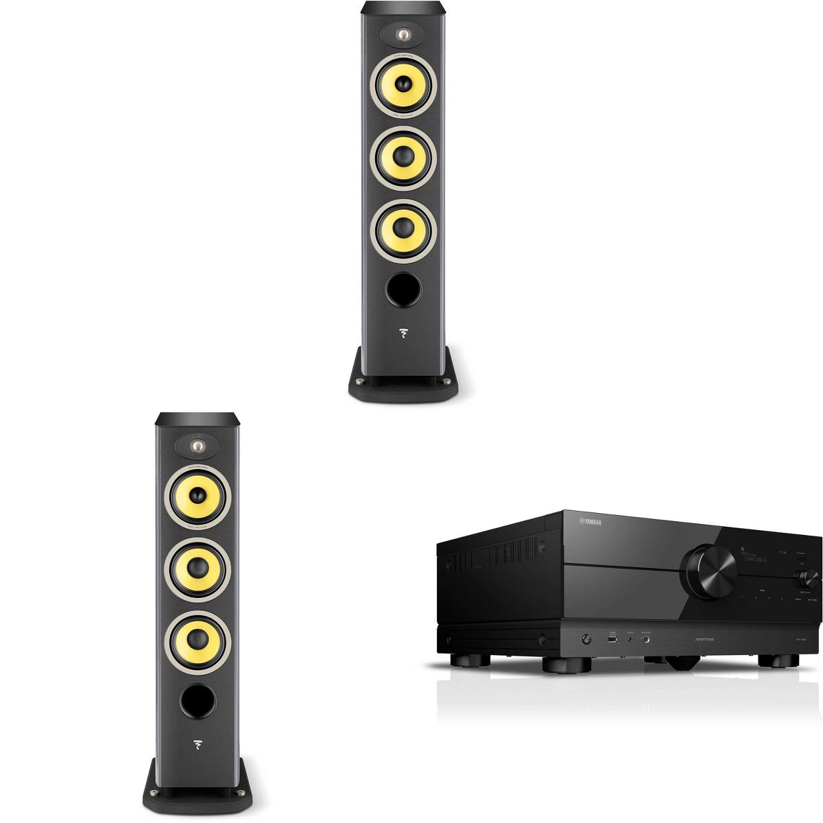 Focal Aria K2 926 Ash Grey (Limited Edition) 3-Way Floorstanding Audiophile Tower Speaker - PAIR, with RX-A4ABL AVENTAGE 7.2-Channel AV Receiver wi...