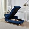 Modern Velvet Chaise Lounge Chair with Storage,Upholstered Recliner with Gold Metal Legs and Pillow for Bedroom or Living Room-The Pop Home - 2 of 4