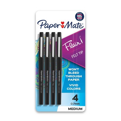 12-CT Paper Mate Flair Pens BLACK Porous Point Felt Medium Tip 0.7mm Papermate 