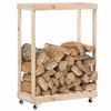 vidaXL Log Holder with Wheels 30.1 in.x15.7 in.x42.5 in. Solid Wood Pine - 3 of 4