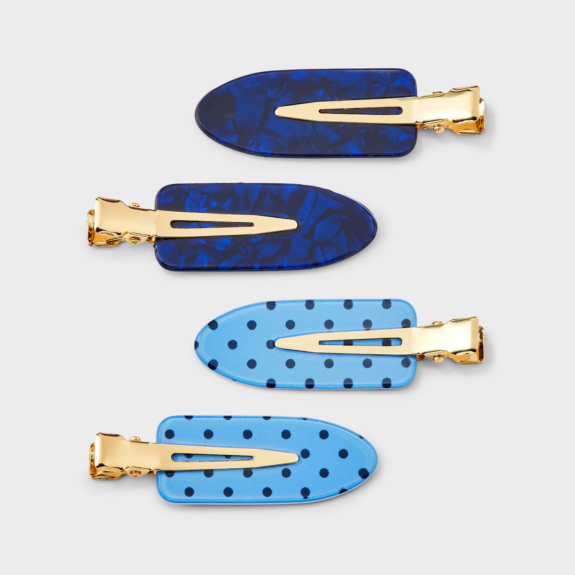 Marble & Polka Dot Creaseless Hair Clip Set 4pc - Wild Fable with Olivia Dayton Blue