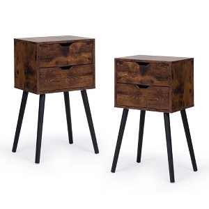 NicBex Mid-Century Nightstand Set of 2 Bedside End Table with Sliding Drawers for Bedroom & Living Room - 1 of 4