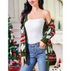 Women's Ugly Christmas Sweater Open Front Caidigans Knitted Long Sleeve Sweaters Cardigan Green XL - 4 of 4
