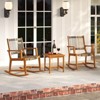 Tangkula 3 Pieces Rocking Bistro Set PE Rattan Front Porch Chairs w/ Coffee Table - 3 of 4