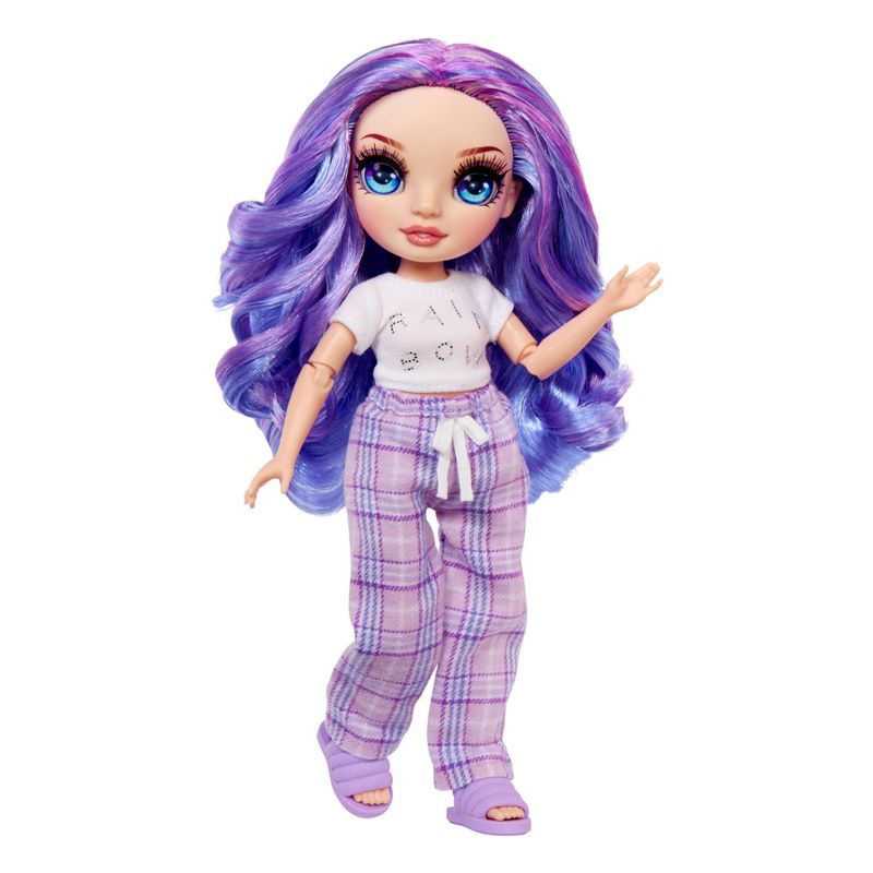 Rainbow High Jr High PJ Party Violet Purple 9&#39;&#39; Posable Doll with Soft One Piece Pajama, Slippers, Play Accessories, 4 of 11