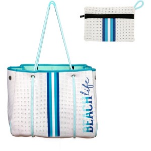 Pavilion Gift Company - Beach Life - Neoprene Tote Bag with Tethered Inner Pouch - Handbags - 1 of 4