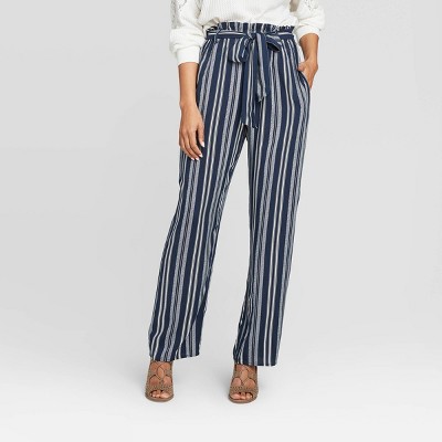 striped paperbag pants