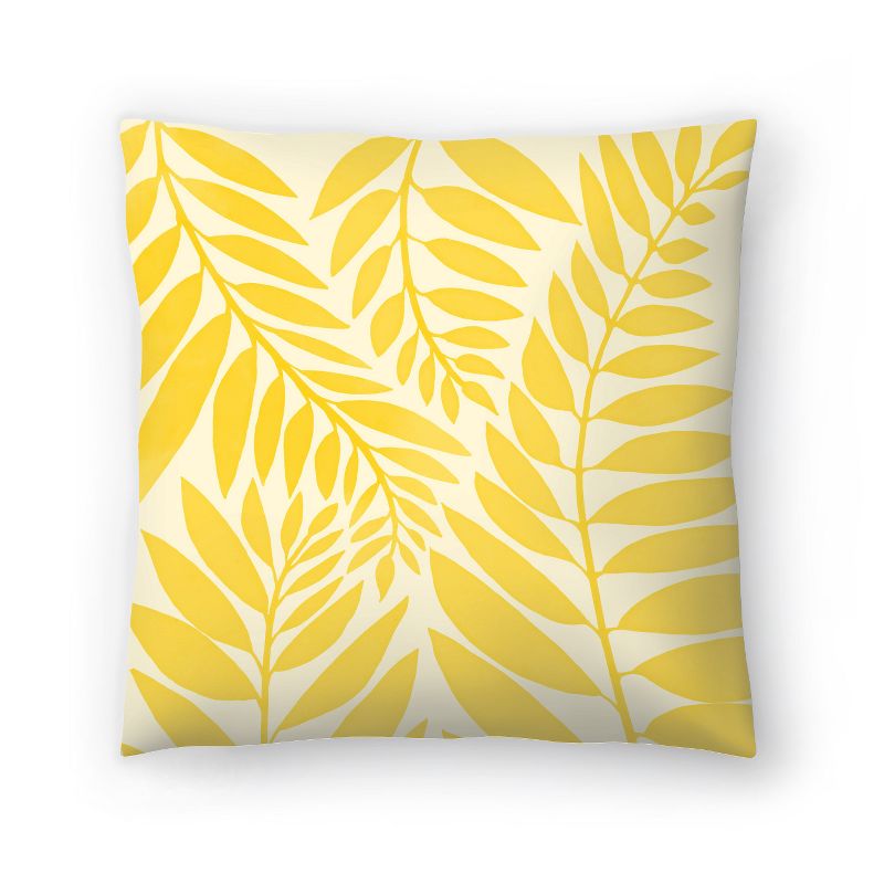 Americanflat Botanical Golden Yellow Leaves By Modern Tropical Throw Pillow, 1 of 6