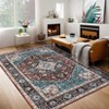 Vintage Floral Medallion Area Rugs for Living Room Dining Room, Retro Accent Low Pile Floor Carpet for Bedroom Home Office - 2 of 4