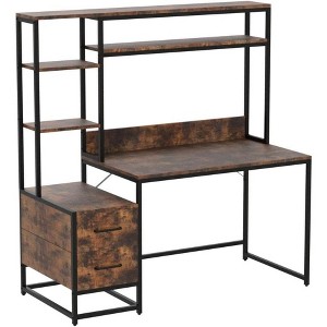 Tribesigns 55 Inch Computer Desk with 2 Drawers and Storage Shelves - 1 of 4