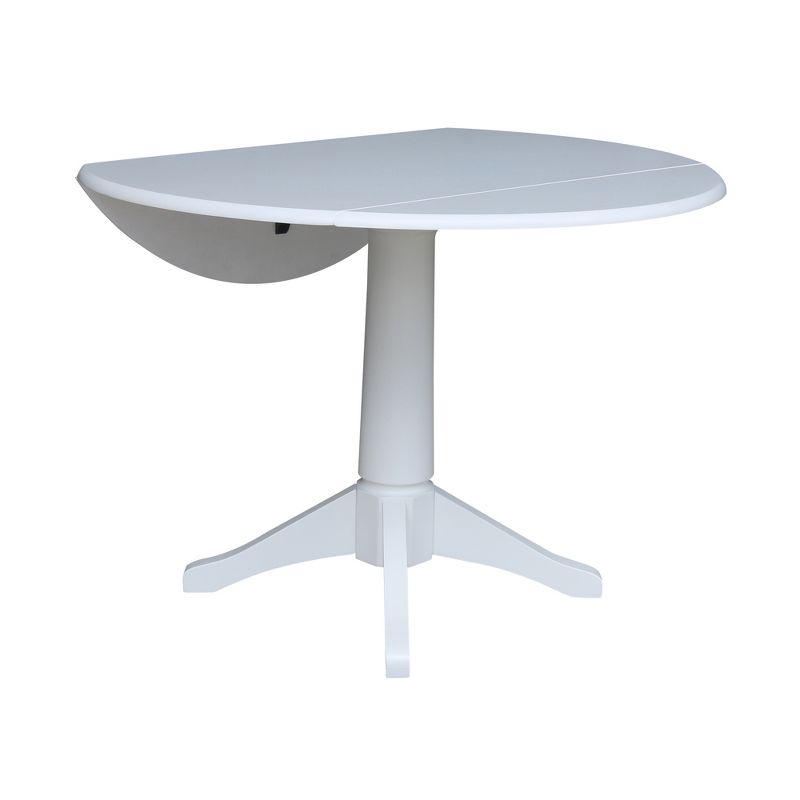 42" Nina Round Top Dual Drop Leaf Pedestal Table White - International Concepts, 5 of 10