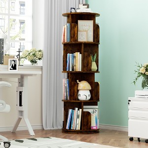 Aheaplus Rotating Bookcase, 4/5-tier Revolving Storage Organizer for Home Office and Living Room - 1 of 4