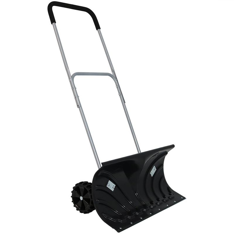 CASL Brands Outdoor Heavy-Duty Rolling Snow Plow Pusher Shovel with Plastic Wheels and Adjustable Aluminum Handle - 26", 1 of 11
