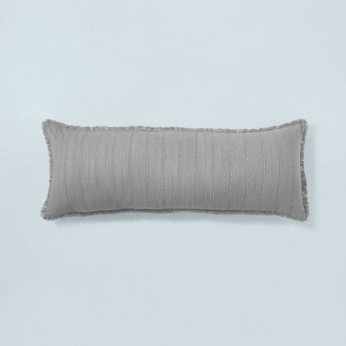 16x42 Washed Loop Stripe Lumbar Bed Pillow Gray - Hearth & Hand