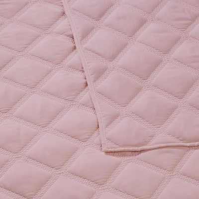 Blush Microfiber Overfilled Lattice Quilt Full Set