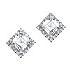 Guili Square Stud Earrings with Colored CZ—a stylish and versatile piece that adds a vibrant sparkle to any outfit in white or blue. - 2 of 3
