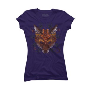 Junior's Design By Humans Fox Face By LetterQ T-Shirt - 1 of 3