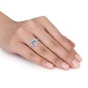 EVERLY JEWELRY | 10K White Gold 4 1/3 CT TGW Created White Sapphire Halo Engagement Ring - 4 of 4