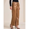 INSPIRE CHIC Women's Faux Leather Hight Waist Drawstring Straight Leg Pants with Pockets - 3 of 4