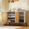 Coucheta Rattan Shoe Cabinet - 6-Tier 3-Door Storage with Adjustable Shelves - 3 of 4