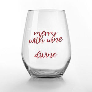 Creative Products Merry with Wine 15 oz. Stemless Wine Glass - 1 of 1