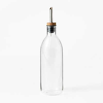 Glass Olive Oil Bottle - Figmint™: Clear Glass Oil Dispenser with Stainless Steel & Silicone Lid, 20.5 oz Capacity