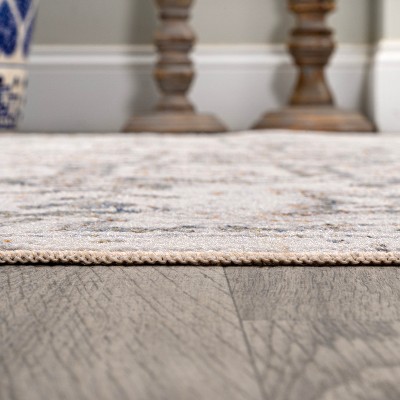 Gray Medallion 5 x 8 Washable Synthetic Area Rug