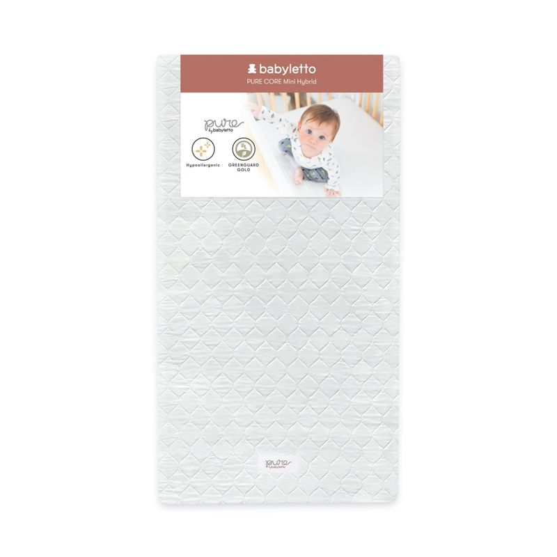 Babyletto Pure Core Non-Toxic Mini Crib Mattress with Hybrid Waterproof Cover, Greenguard Gold Certified, 1 of 7