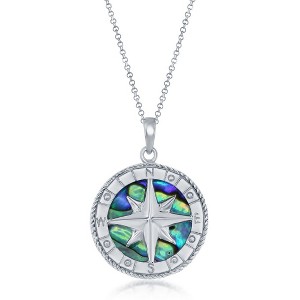 Bella Silver Sterling Silver, Compass 18" Pendant Necklace  - Abalone - Multi - 1 of 3