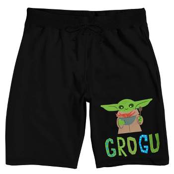 The Mandalorian Grogu Men's Black Sleep Pajama Shorts