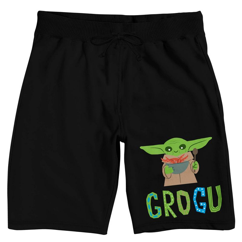 The Mandalorian Grogu Men's Black Sleep Pajama Shorts, 1 of 4
