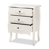 Eliya Wood 3 Drawer Storage Cabinet White - Baxton Studio: Solid Fir, Metal Knobs, Fully Assembled - 3 of 4