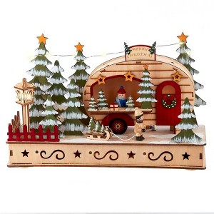 Kurt Adler 7-Inch  Battery-Operated Wooden Light Up Camping Scene - 1 of 4