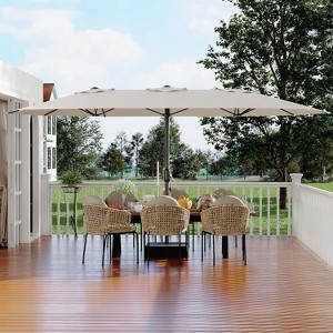 15Ft Rectangular Patio Umbrella with Base Large Patio Umbrella with Crank Handle, UV Resistant, Suitable for Outdoor Markets, Backyard, Poolside-Beige - 1 of 4