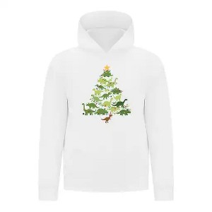 Everyday Kids Christmas Collection Dinosaur Tree Boys Pullover Hoodie – Holiday Sweatshirt - 1 of 4