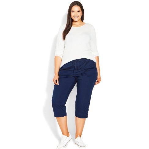Evans  Women's Plus Size Cotton Roll Up Capri - White - 18w : Target