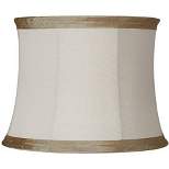 Springcrest Ivory Linen with Taupe Trim Medium Lamp Shade 14" Top x 16" Bottom x 12" High (Spider) Replacement with Harp and Finial