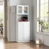 70.8" Tall Kitchen Pantry Cabinet, Wood Cupboard Storage Cabinet with Microwave Stand, Sideboard Buffet Cabinet for Kitchen Living Room Hallw - 2 of 4