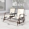 Outdoor Glider Bench with Center Table, Metal Frame Patio Loveseat with Breathable Mesh Fabric and Armrests for Backyard Garden Porch - 3 of 4