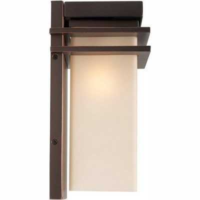 19" Bronze and Amber Glass Mission Style Outdoor Wall Light