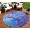 Purple And Navy Blue Abstract Washable Indoor Outdoor Area Rug - 2 of 4