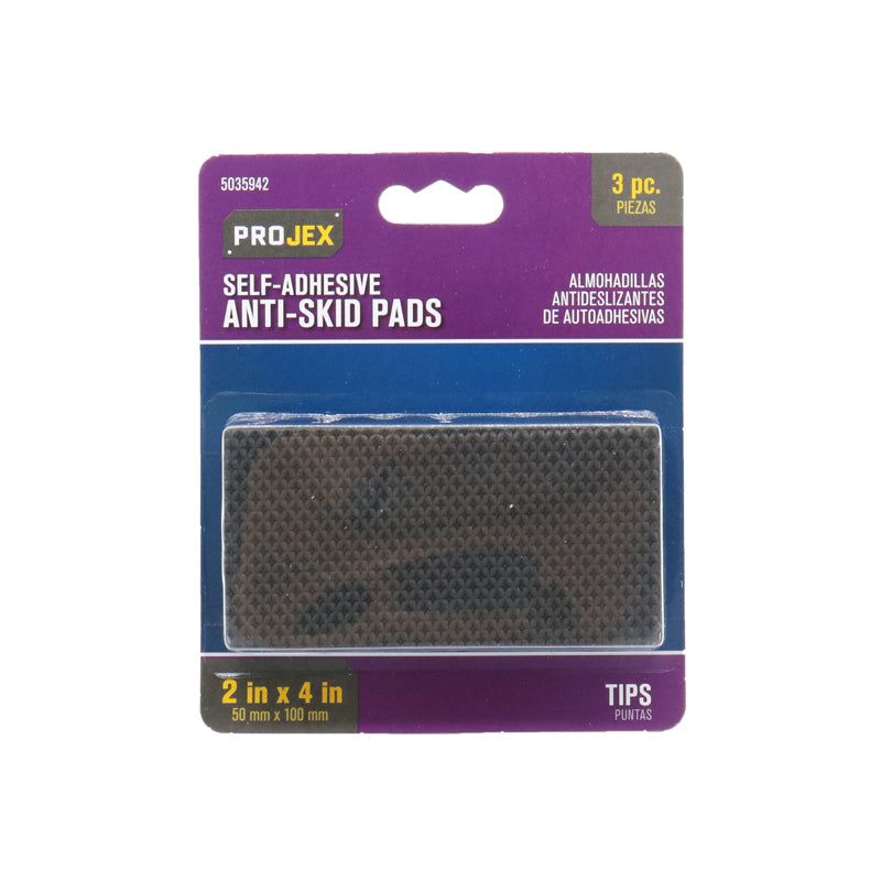 Projex Rubber Self Adhesive Non-Skid Pad Black Rectangle 2 in. W X 4 in. L 3 pk, 2 of 3