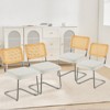 VEVOR Rattan Dining Chairs Set of 4, Mid Century Modern Dining Chair, Upholstered Velvet Accent Chair with Rattan Back, (18.1 Inch) White+Yellow - 2 of 4