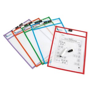 Learning Resources Write and Wipe Pockets 5 Colorful Classroom Dry Erase Pockets Ages 3plus: Plastic Teaching Aid for Preschool - 1 of 4