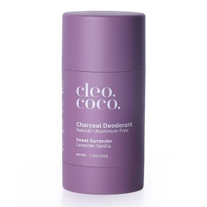 cleo+coco. Natural Charcoal Solid Deodorant For Men and Women Lavender Vanilla - Aluminum-Free 1.7oz - 1 of 4