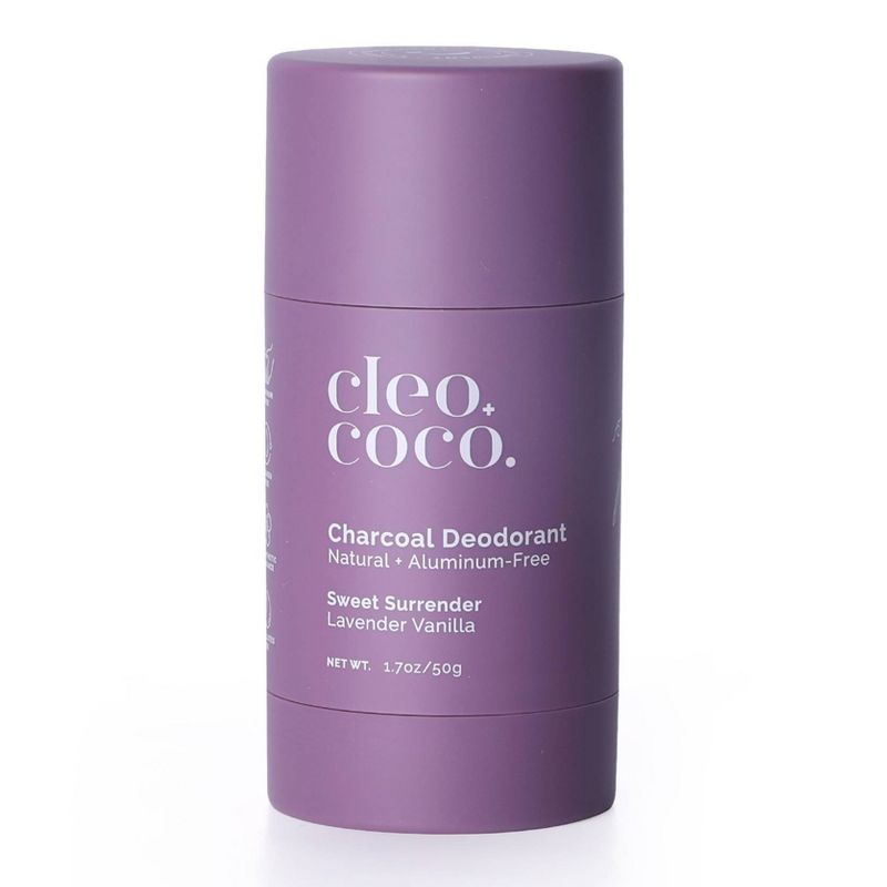 cleo+coco. Natural Charcoal Deodorant For Men and Women - Aluminum Free - Lavender Vanilla - 1.7oz, 1 of 12