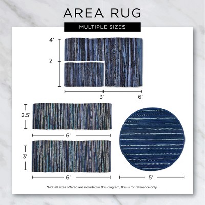 Handmade Black Cotton Stripe Rectangular Rug 2x3 ft