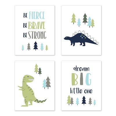 4pc Mod Dinosaur Art Prints Set - Sweet Jojo Designs