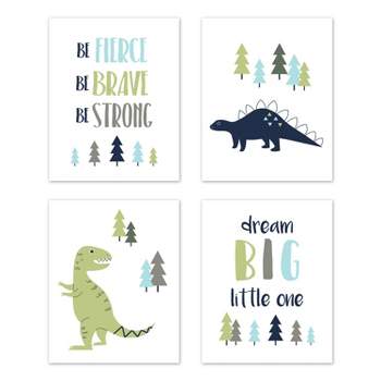 4pc Mod Dinosaur Kids' Art Prints Set - Sweet Jojo Designs