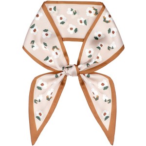 INSPIRE CHIC Women's Floral Printed Flowers Skinny Long Satin Silky Neck Scarves 1Pc - 1 of 4